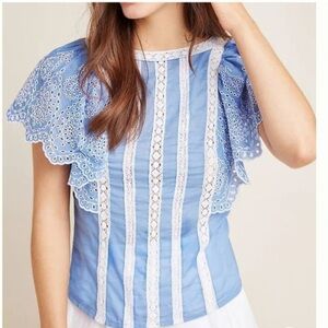 Anthropologie Lennox Flutter Sleeve Blouse
